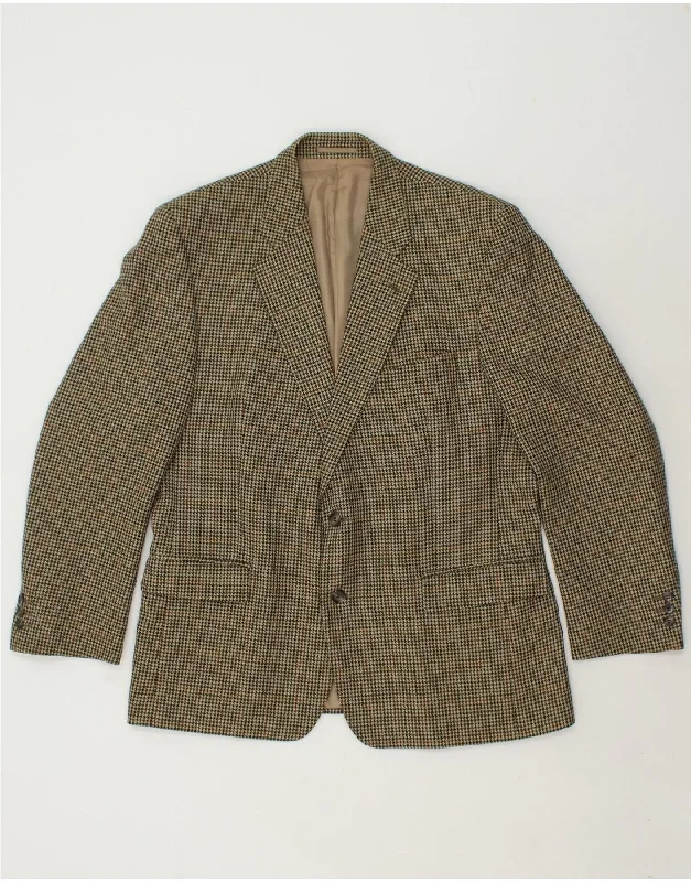 Versatile Tops WELLINGTON Mens 2 Button Blazer Jacket UK 40 Large Beige Houndstooth Wool