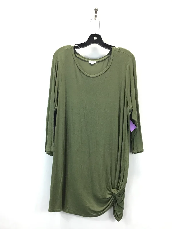 Practical Hoodies Top 3/4 Sleeve Basic By Westport In Green, Size: 1x