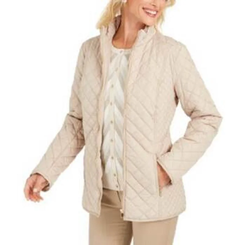 Comfort Jeans Charter Club Women's Quilted Jacket Beige Size Medium