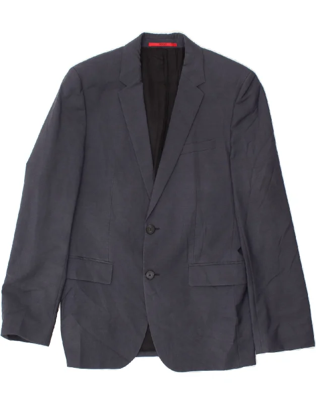 Active Gear HUGO BOSS Mens 2 Button Blazer Jacket IT 46 Small Navy Blue Virgin Wool