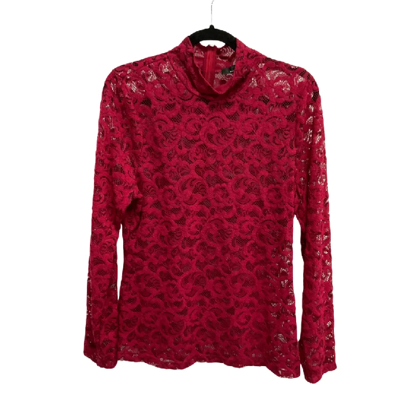 Sleek Hoodies Top Long Sleeve By White House Black Market In Red, Size: L