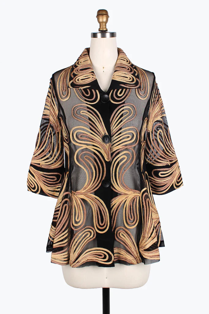 Simple Hoodies Damee Ombre Swirl Soutache Jacket 2389-BRN