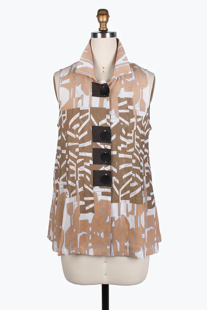 Urban Accessories Damee Abstract pattern button patch vest 3188-Tpe