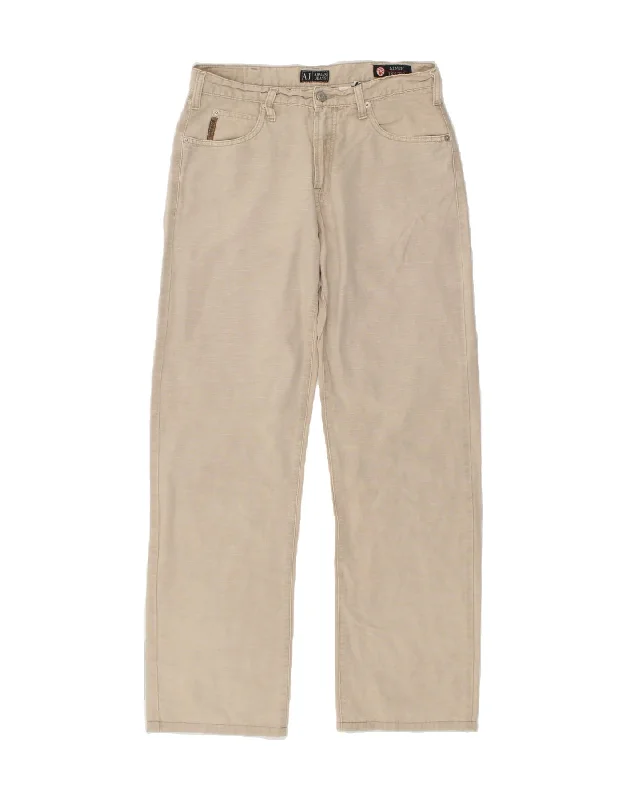 Bold Pants ARMANI Mens Straight Casual Trousers W32 L32 Beige Cotton