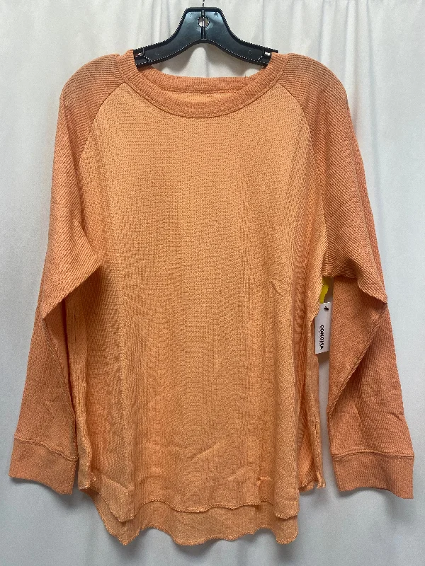 Sleek Hoodies Top Long Sleeve By Sonoma In Peach, Size: 1x