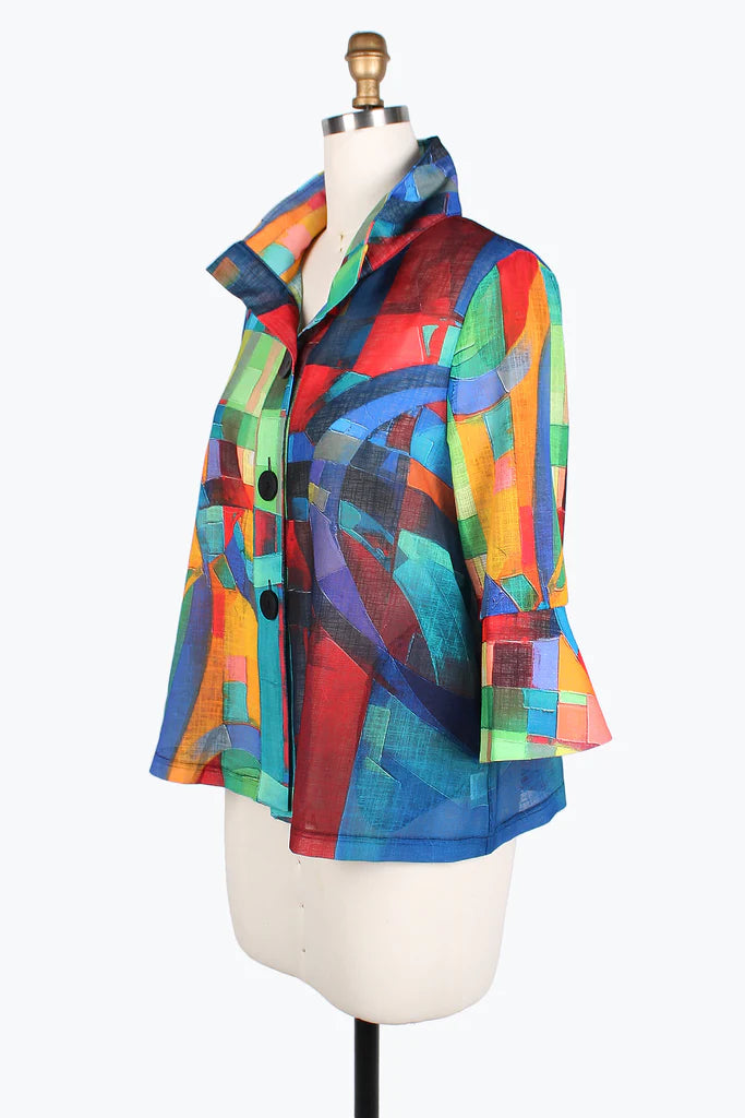 Stylish Casuals Damee abstract painting short jacket 4813-Mlt