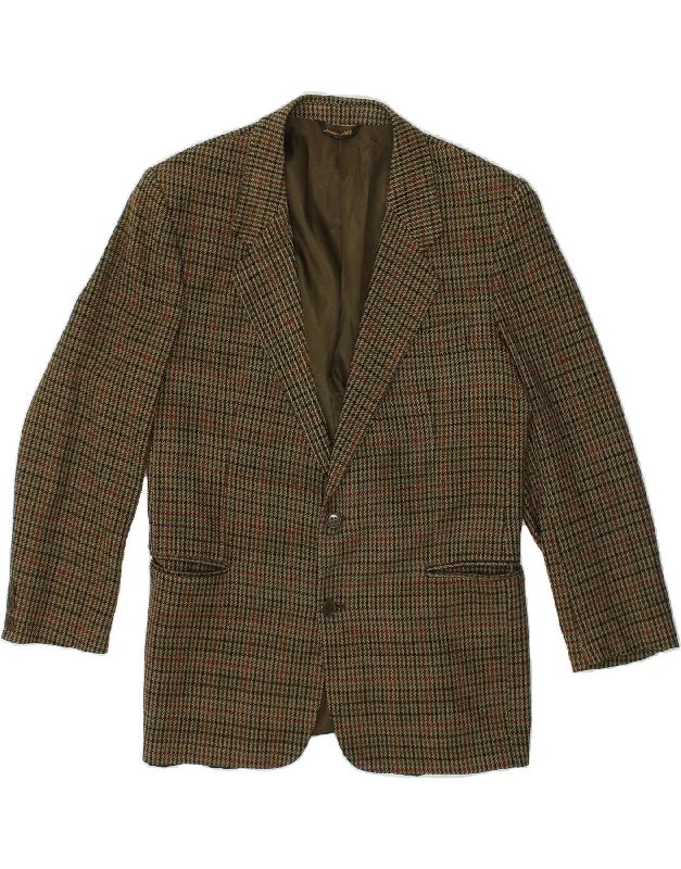 Practical Hoodies VINTAGE Mens 2 Button Blazer Jacket IT 52 XL Brown Houndstooth Virgin Wool