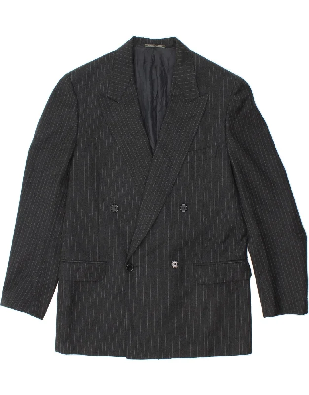 Modern Jackets VINTAGE Mens Double Breasted Blazer Jacket IT 50 Large Grey Pinstripe