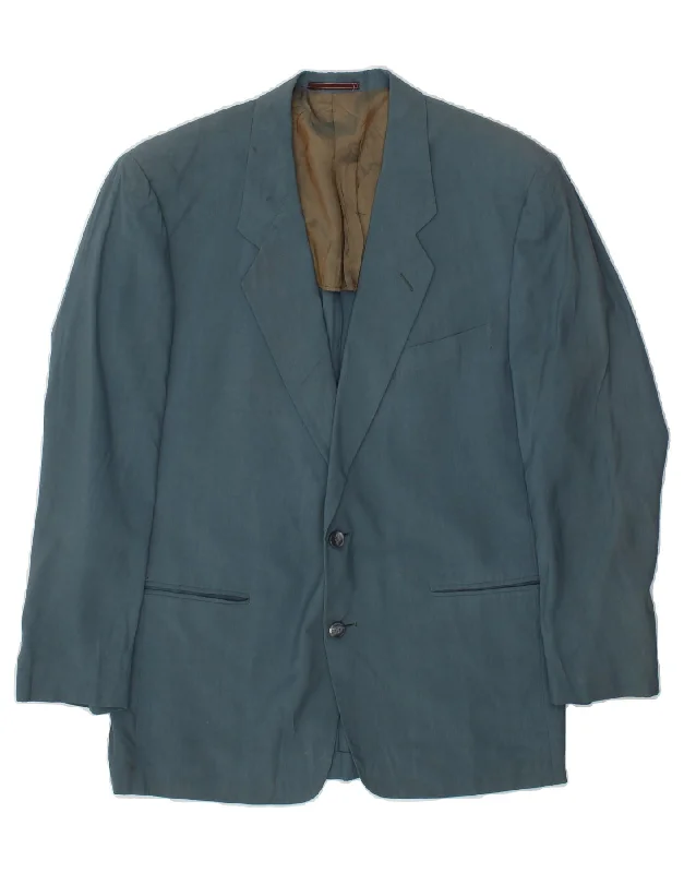 Relaxed Tops TRUSSARDI Mens 2 Button Blazer Jacket IT 50 Large Blue Silk