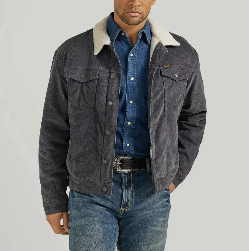 Simple Shirts Wrangler Corduroy Sherpa Lined Jacket Gray | 112352865