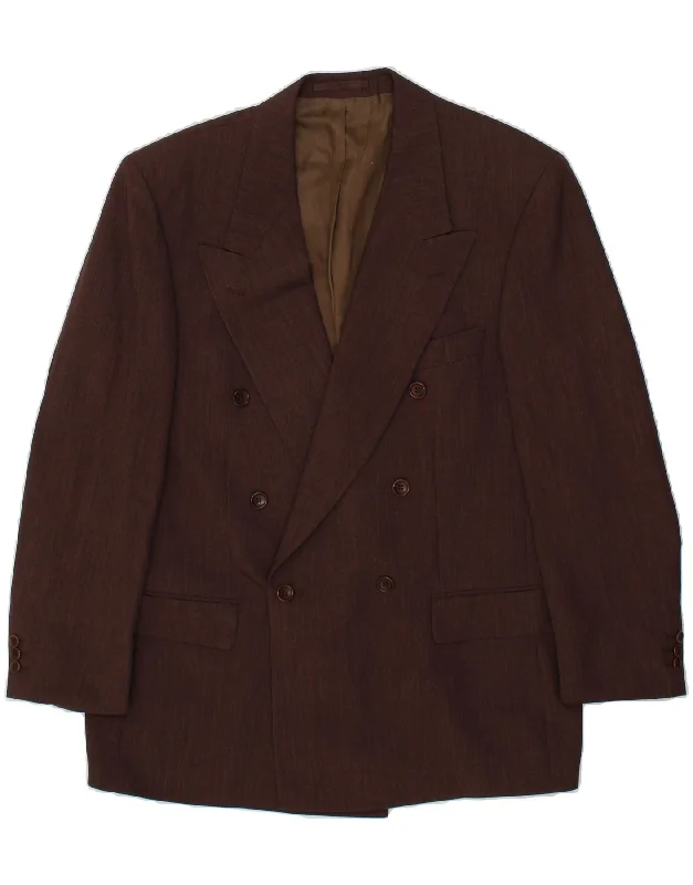 Comfortable Suits HUGO BOSS Mens Double Breasted Blazer Jacket IT 50 Large Brown Wool