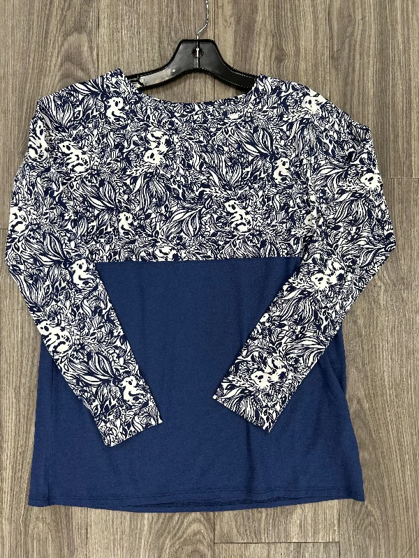 Versatile Tops Top Long Sleeve By Lilly Pulitzer In Blue & White, Size: Xs