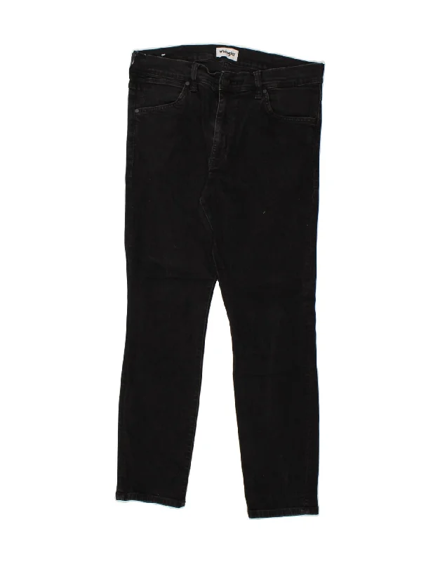 Versatile Tops WRANGLER Mens Larston Slim Jeans W34 L29 Black Cotton