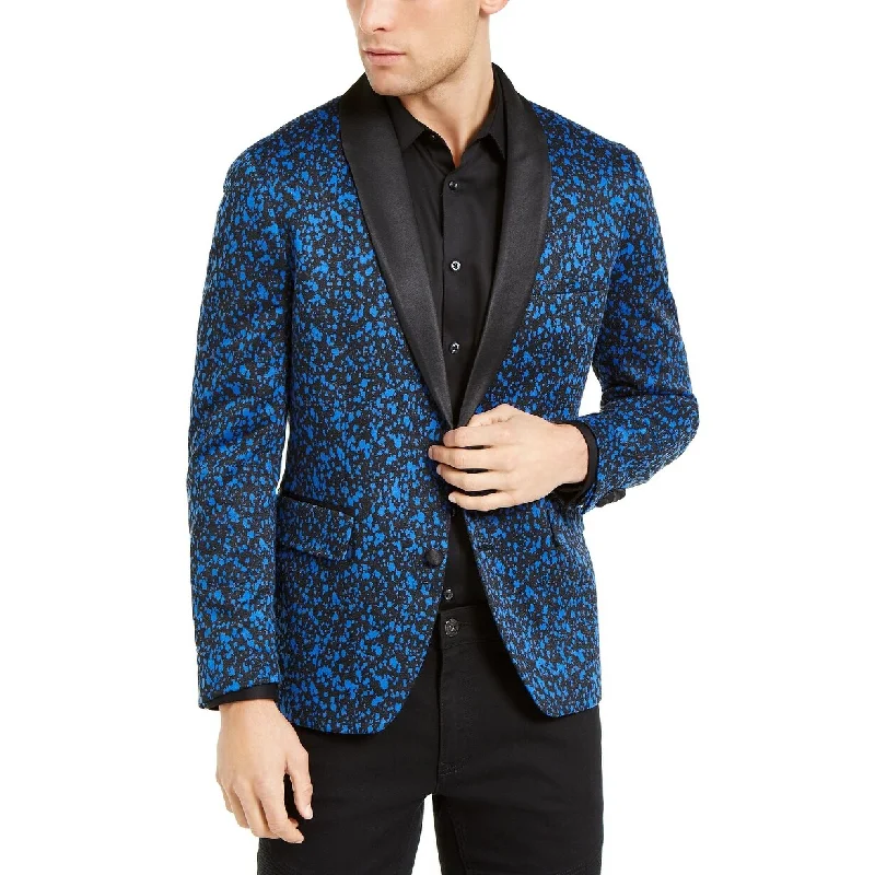 Cool Sweatshirts INC International Concepts Men's Slim-Fit Paint Splatter Knit Blazer Blue Size Small