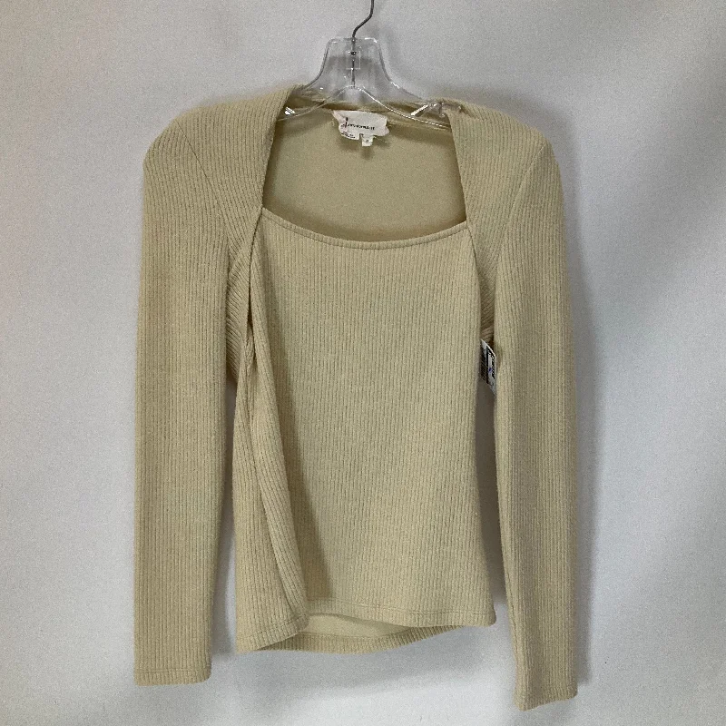 Trendy Outerwear Top Long Sleeve By Anthropologie In Cream, Size: Xs