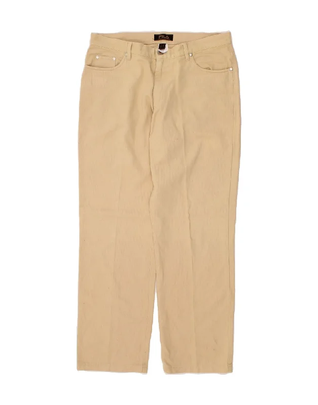 Stylish Accessories FILA Mens Straight Casual Trousers W34 L30 Beige Cotton