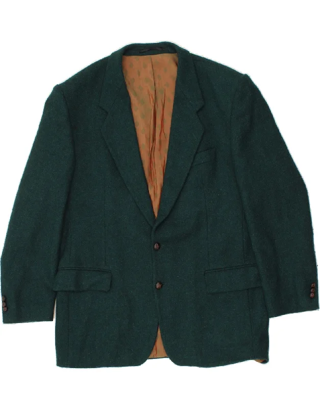 Classic Hoodies VINTAGE Mens 2 Button Blazer Jacket IT 54 2XL Green Wool