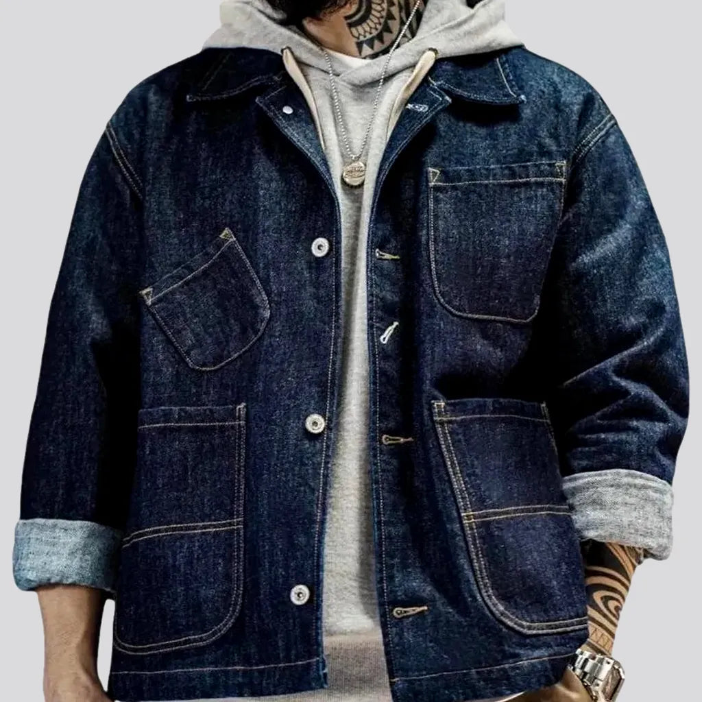 Cozy Outerwear Oversized style workwear men's denim chore jacket