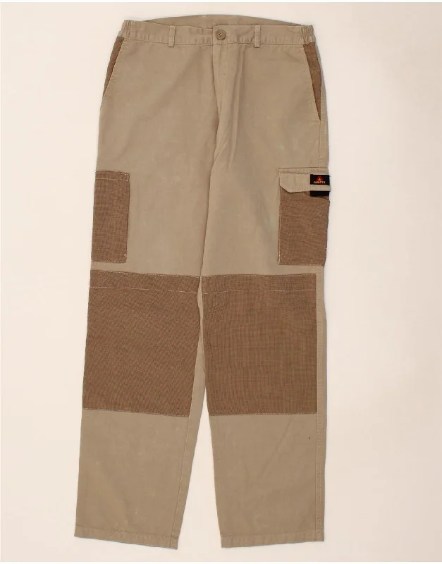 Relaxed Footwear VINTAGE Mens Straight Cargo Trousers Large W34 L31  Beige Colourblock