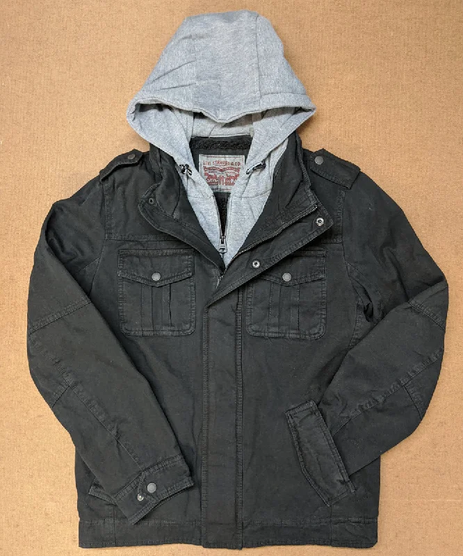 Smart Denim Levi's Men's Military Style Hooded Jacket - Black