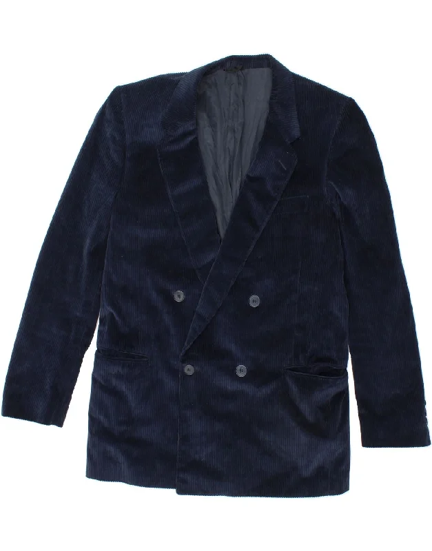 Urban Accessories VINTAGE Mens Double Breasted Corduroy Blazer Jacket UK 36 Small Navy Blue