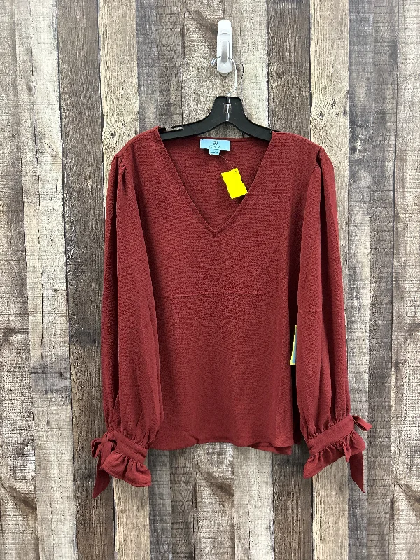 Weekend Wear Top Long Sleeve By Cece In Red, Size: L