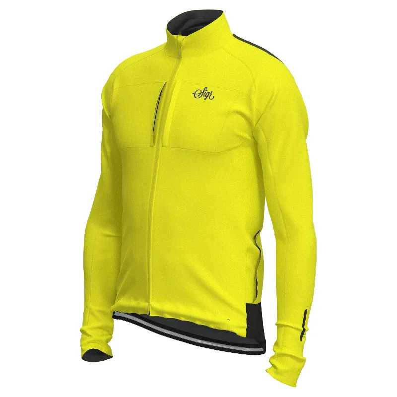 Relaxed Sweaters Gotlandsleden Tour Men's Hi-viz Yellow Merino Softshell Cycling Jacket