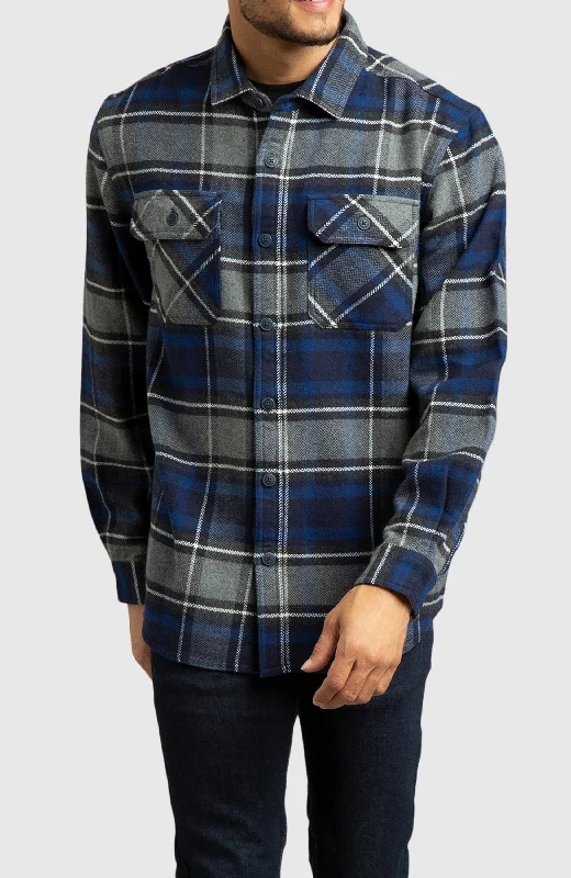 Modern T-shirts Blue Herringbone Plaid Overshirt