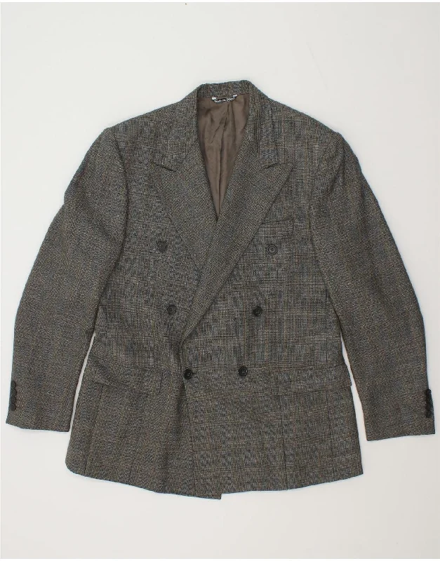 Comfort Tops ADOLFO TRABALDO Mens Double Breasted Blazer Jacket IT 48 Medium Grey Check