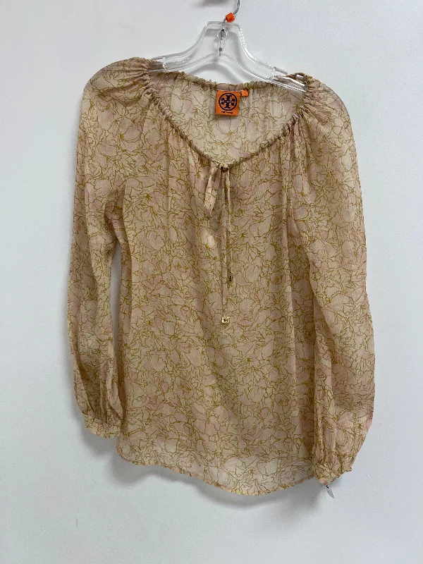 Warm Hoodies Top Long Sleeve Designer By Tory Burch In Beige, Size: Xs