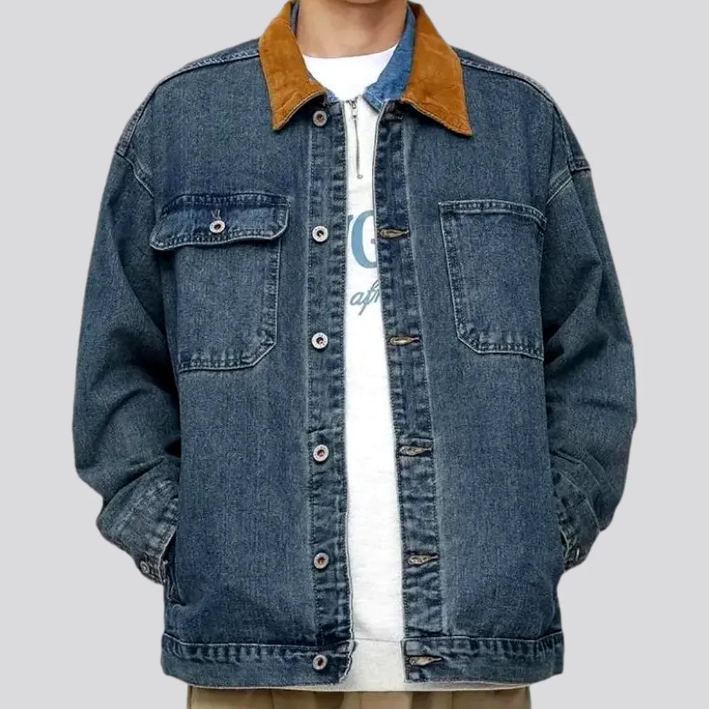 Basic Hoodies Retro fit denim jacket for men