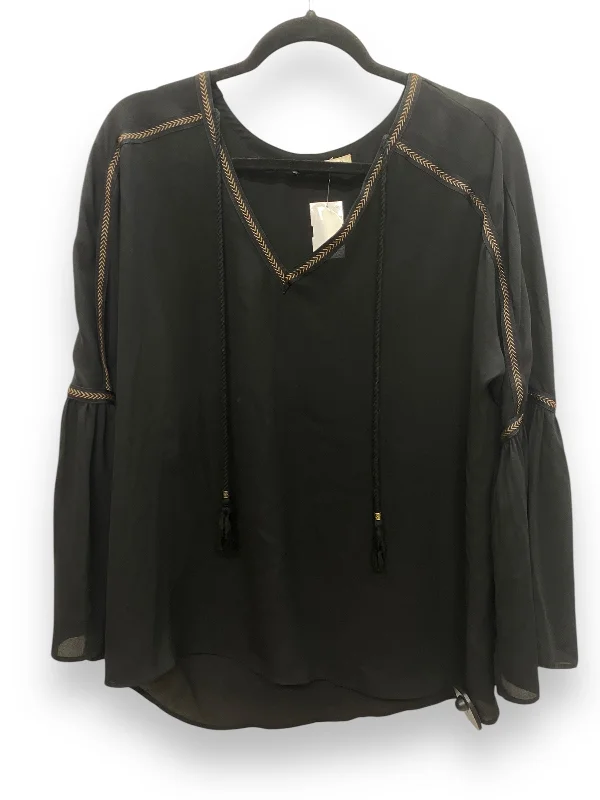 Casual Styles Top Long Sleeve By Daniel Rainn In Black, Size: M