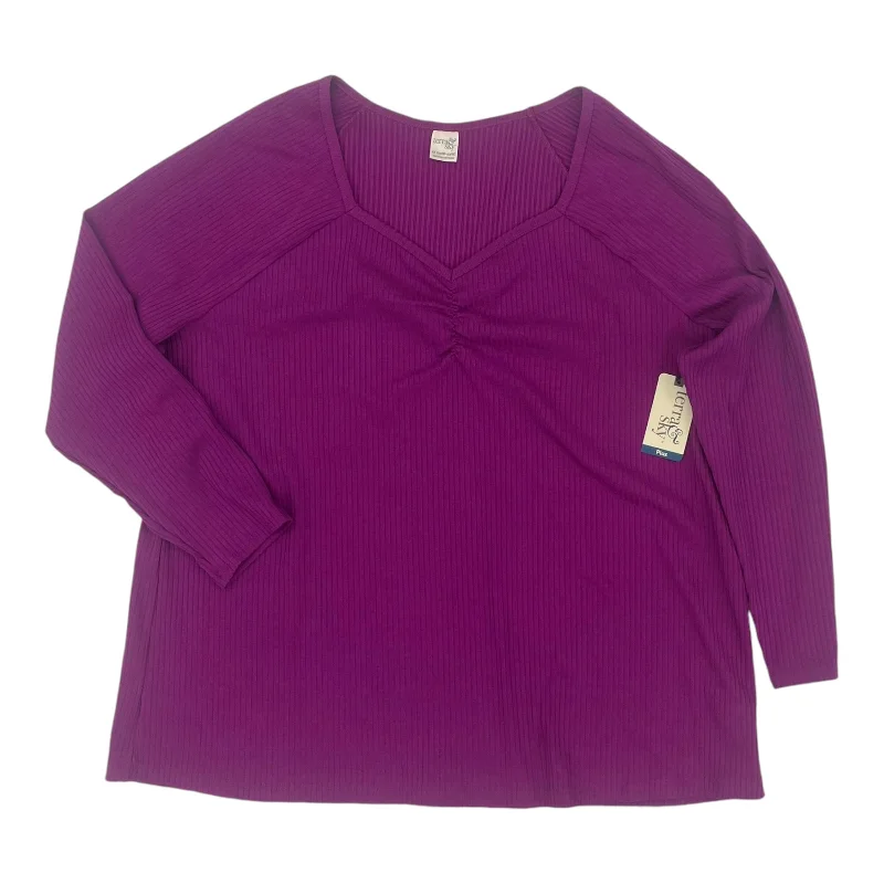 Casual Sneakers Top Ls By Terra & Sky In Purple, Size:2X