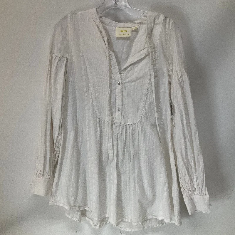 Warm Hoodies Top Long Sleeve By Anthropologie In White, Size: M