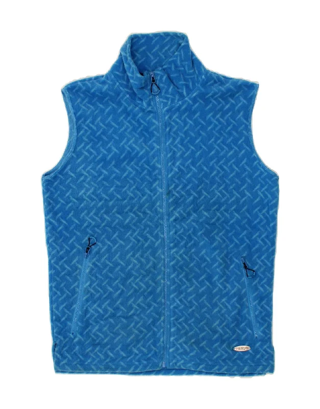 Classic Shirts BRUGI Mens Fleece Gilet UK 38 Medium Blue Striped Polyester