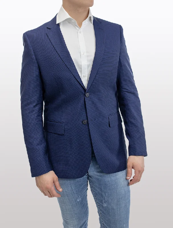 Relaxed Footwear FUBU Slim Fit Blue Houndstooth Sport Jacket