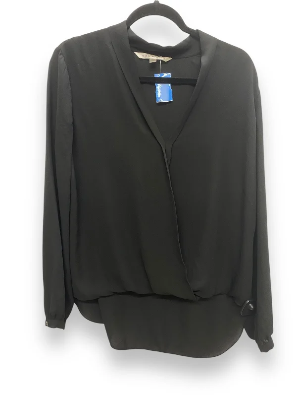 Sporty Jackets Top Long Sleeve By Max Studio In Black, Size: M