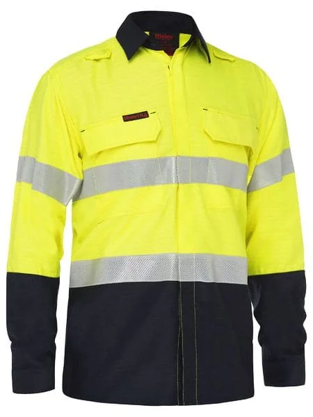 Fashion Jackets Bisley Apex 185/240 Taped Hi Vis FR Ripstop Vented Combo Coverall (BC8477T)