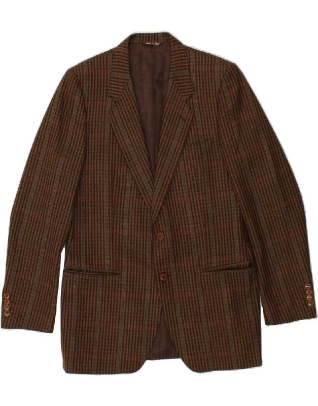 Comfortable Suits GALTRUCCO  Mens 2 Button Blazer Jacket IT 52 XL Brown Check Virgin Wool