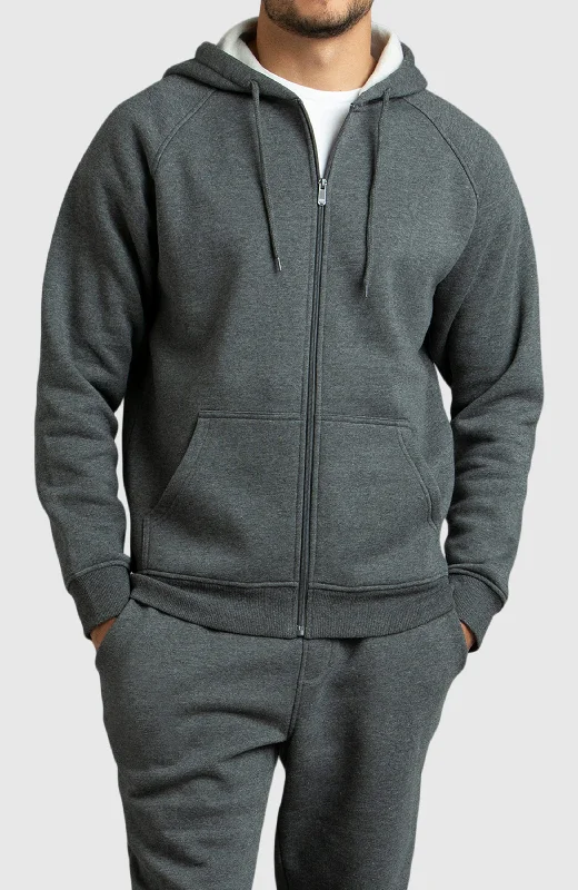 Classic Accessories Heather Grey Front Zip Fleece Hoodie