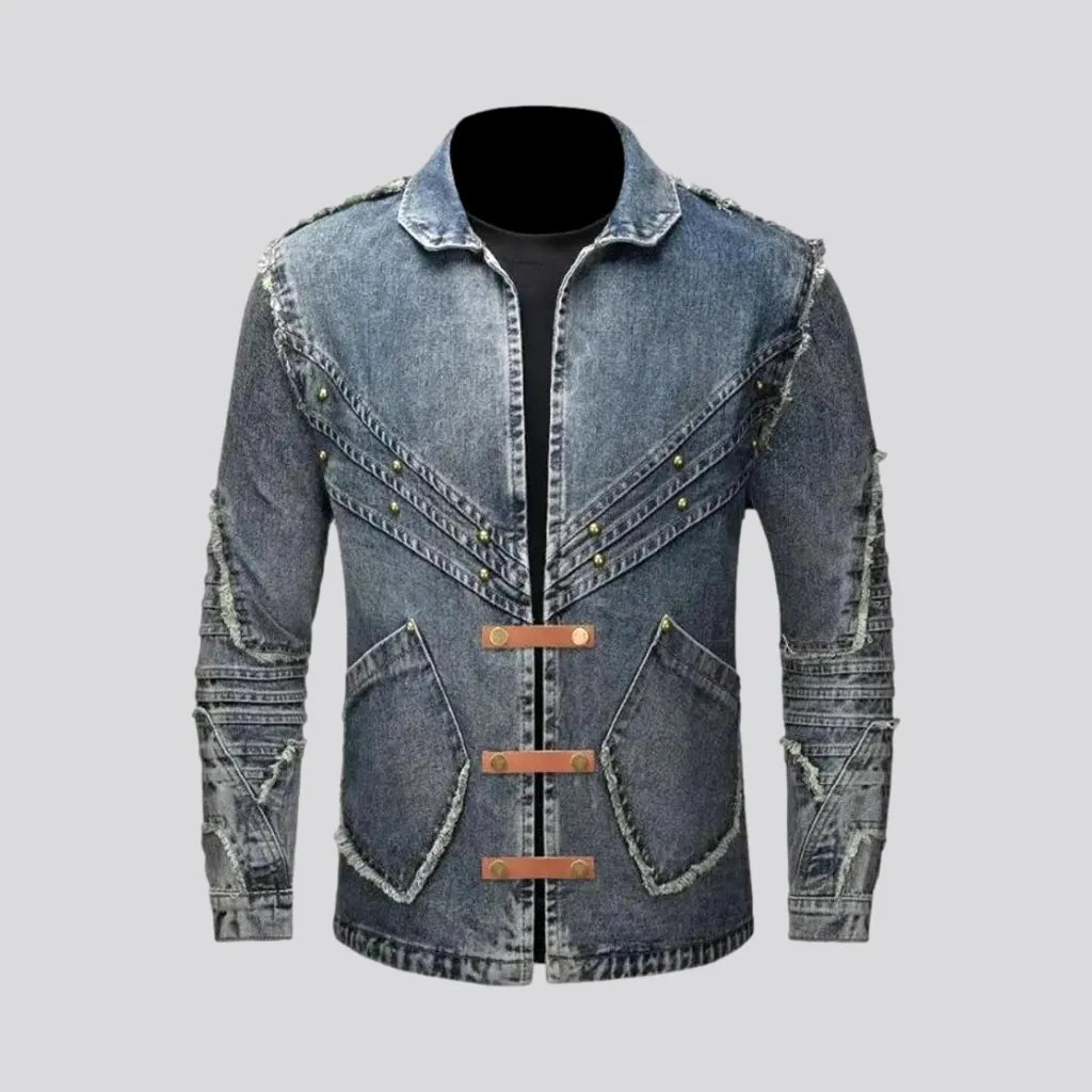 Practical Shirts Slim-fit embroidered men's denim jacket