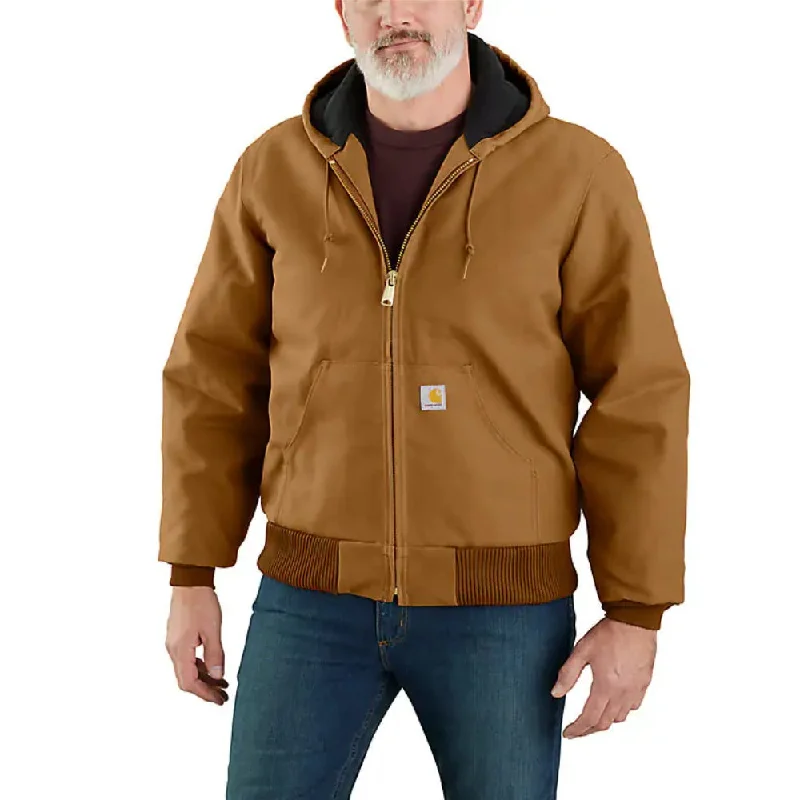 Sporty Sweaters Carhartt Mens Flannel-Lined Hooded Work Jacket - 106673-BRN