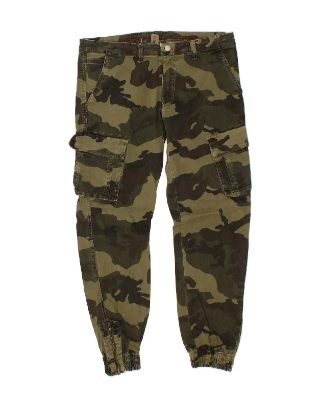 Active Gear J.SETTE Mens Joggers Cargo Trousers W36 L30  Green Camouflage Cotton