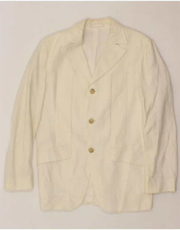 Trendy Pants HUGO BOSS Mens 3 Button Blazer Jacket IT 48 Medium Off White Linen