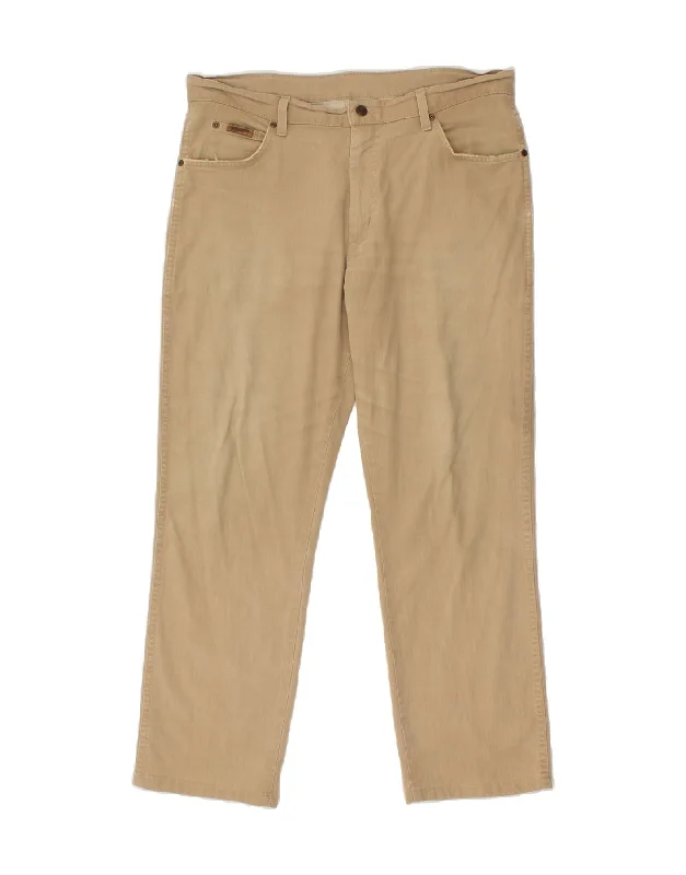 Modern Jackets WRANGLER Mens Straight Casual Trousers W36 L28 Beige Cotton