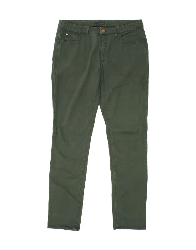 Comfortable Shirts TRUSSARDI Mens Slim Casual Trousers W33 L32 Green Cotton