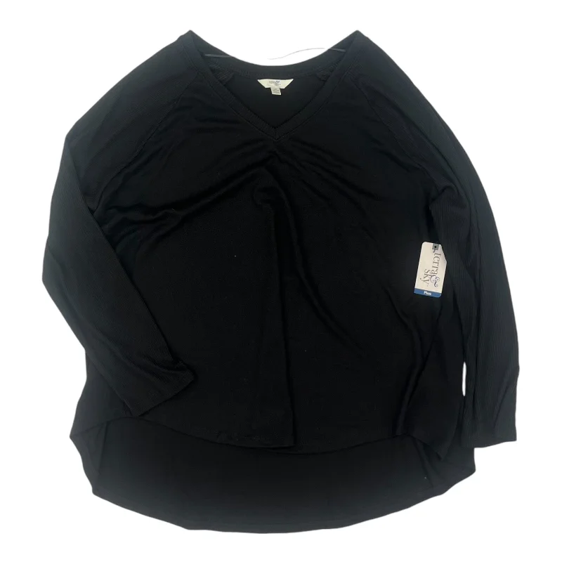 Practical Jackets Top Ls By Terra & Sky In Black, Size:2X