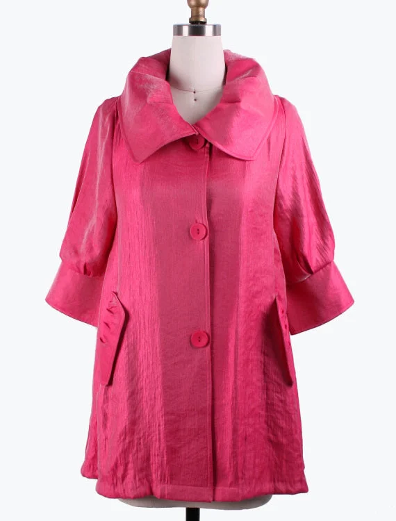 Casual Footwear DAMEE NYC FUSCHIA LONG SWING JACKET WITH POCKETS 200