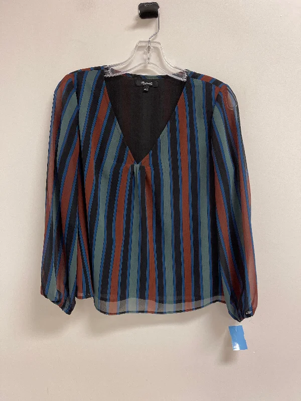 Sporty Sweaters Top Long Sleeve By Madewell In Striped Pattern, Size: S