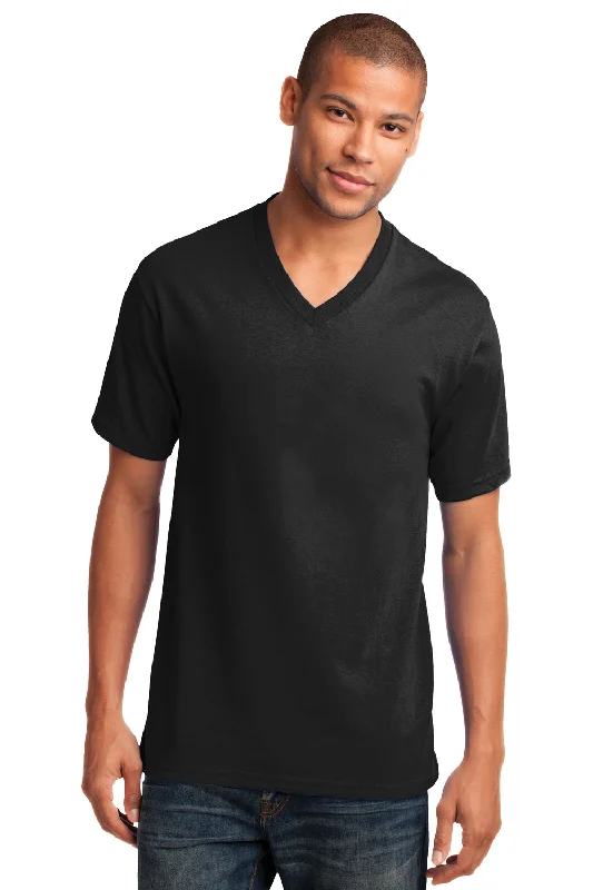 Everyday Footwear Port & Company Mens Core Short Sleeve V-Neck T-Shirt - Jet Black